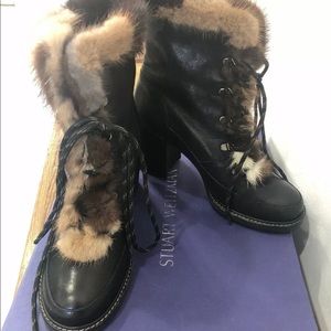 Stuart Weitzman Yukon Boots Heels Real Fur